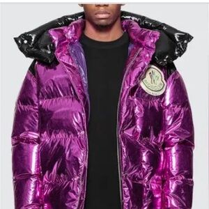Moncler Men's Shiny Purple and Black Puffer Jacket